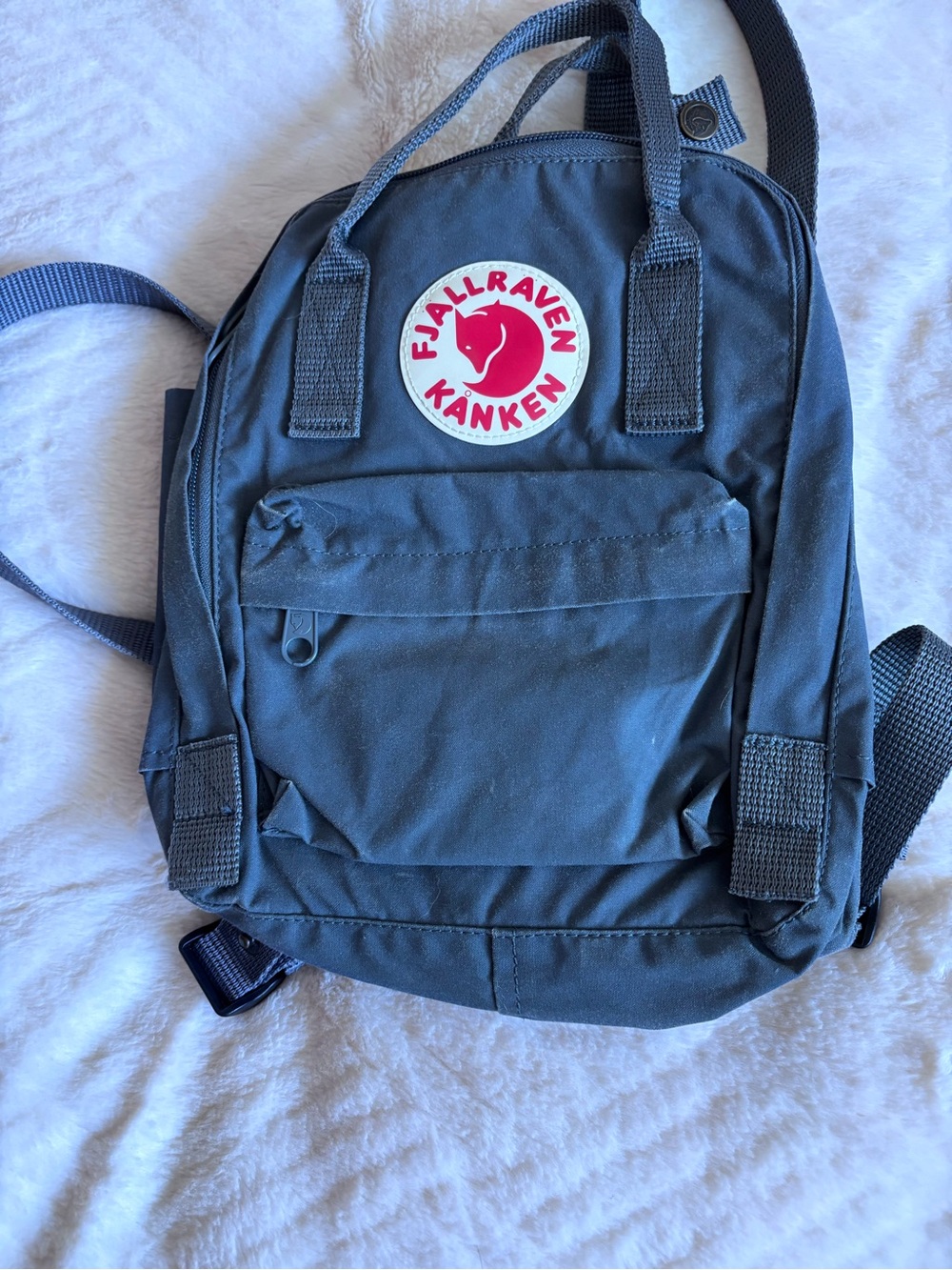 Fjallraven Kanken Mini Backpack - Grey with Red Logo